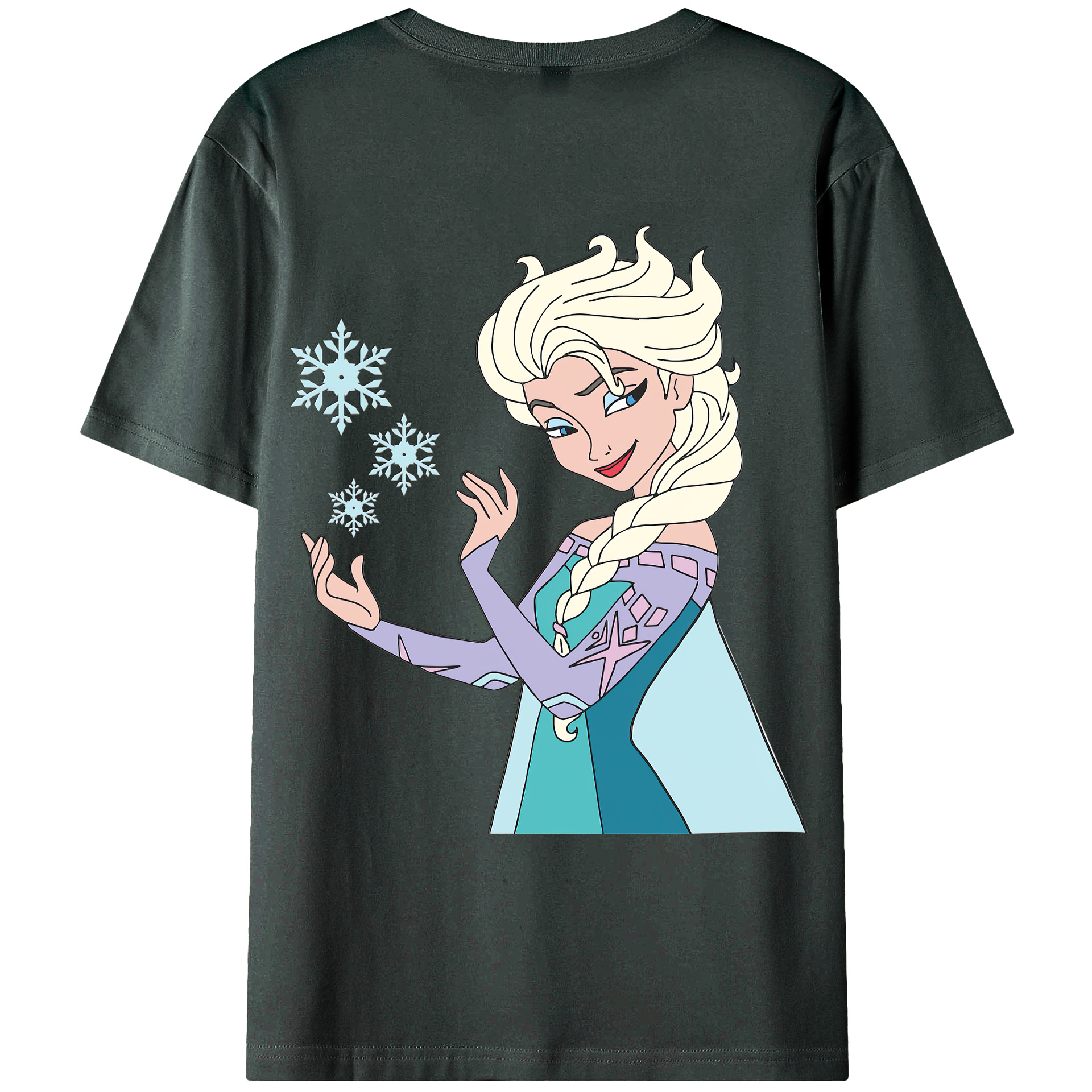 （画像用） アナと雪の女王 アンナ エルサ Frozen Anna Elsa 綿100％ メンズ半袖Tシャツ（バックプリント） 通気性